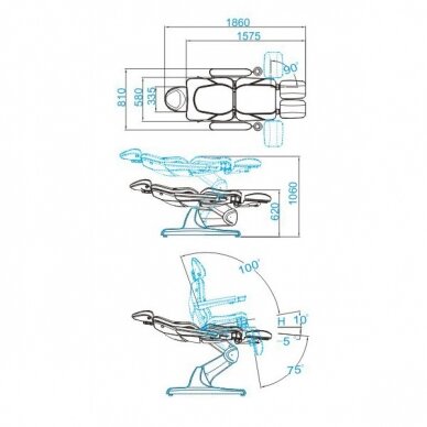 Kosmetikstuhl AZZURRO 870 PEDI ELECTRIC 3 MOTOR WHITE 8