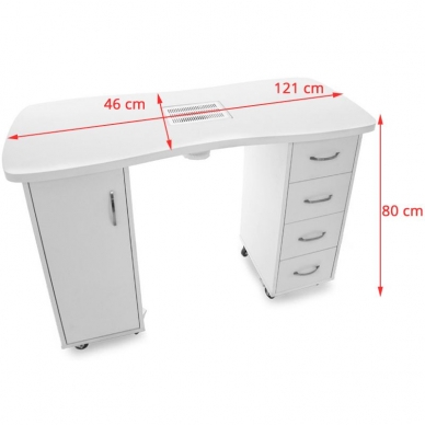 Manikiūro stalas su dulkių surinkėju CABINETS WHITE 5