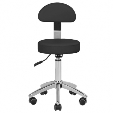 Kosmetologinė meistro kėdutė STOOL BEAUTY BACKREST ROUND BLACK 1