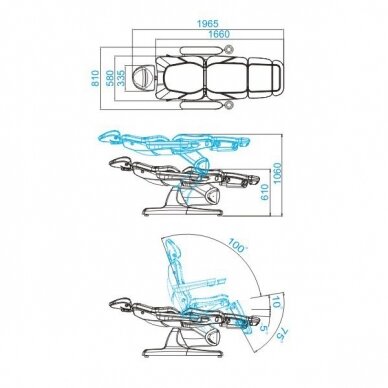 Kosmetoloģijas krēsls AZZURRO 870 ELECTRIC 3 MOTOR GREY 13