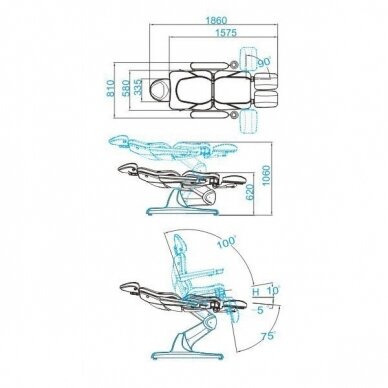 Kosmetologin tuoli AZZURRO 870 PEDI ELECTRIC 3 MOTOR GREY 8