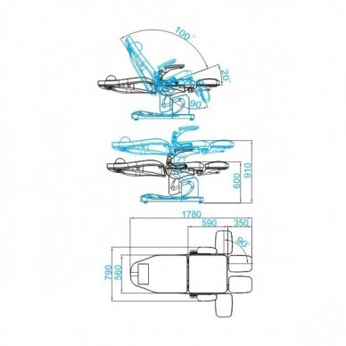 Kosmetologinis elektrinis krėslas Azzurro 709A Pedi White 11