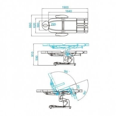 Косметологическое кресло AZZURRO 708A PEDI ELECTRIC 3 MOTOR GREY 12