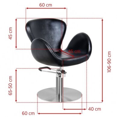 Frizieru krēsls GABBIANO HAIRDRESSING CHAIR AMSTERDAM ROUND BLACK 1