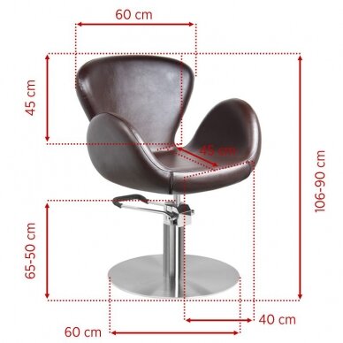 Frizieru krēsls GABBIANO HAIRDRESSING CHAIR AMSTERDAM ROUND BROWN 1