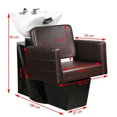 Hairdressing salon sink GABBIANO PROFESSIONAL HAIRWASHER CHAIR ANKARA BLACK BASE BROWN SEAT 1