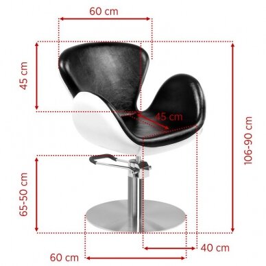 Frizieru krēsls GABBIANO HAIRDRESSING CHAIR AMSTERDAM ROUND BLACK WHITE 1