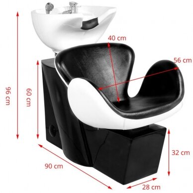 Мойка парикмахерская GABBIANO PROFESSIONAL HAIRWASHER AMSTERDAM ROUND BLACK WHITE SEAT 1