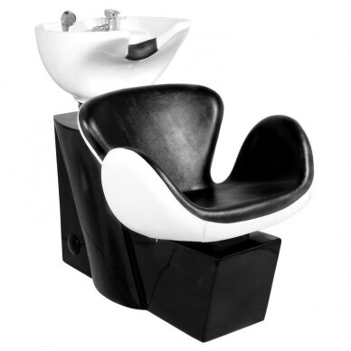 Hairdressing sink GABBIANO PROFESSIONAL HAIRWASHER AMSTERDAM ROUND BLACK WHITE SEAT