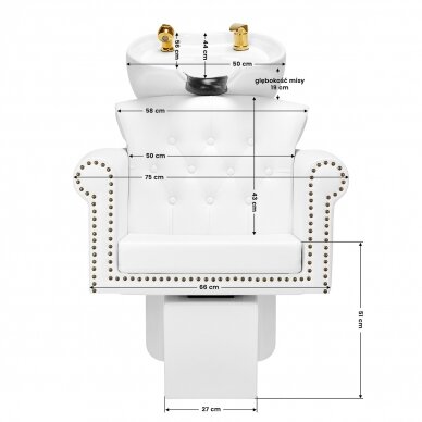 Hairdressing salon sink GABBIANO PROFESSIONAL HAIRWASHER BERLIN VERSAILE GOLD WHITE 13