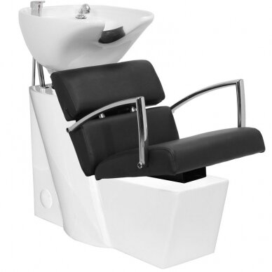 Kirpyklos plautuvė GABBIANO PROFESSIONAL HAIRWASHER BRUSSEL WHITE BASE STRIP BLACK SEAT