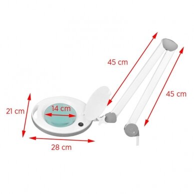 Kosmetologian LED-valaisin suurennuslasilla ELEGANTE 60LED 5D 8W WHITE 7