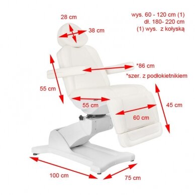 Kosmetologinis krėslas AZZURRO 869A ELECTRIC 4 MOTOR WHITE 11