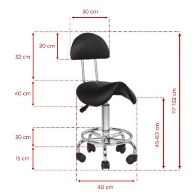 Kosmetologinė meistro kėdutė STOOL BEAUTY 3 BLACK 4