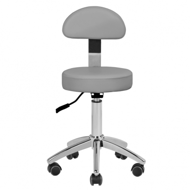 Kosmetoloģijas taburete STOOL BEAUTY BACKREST ROUND GREY 1