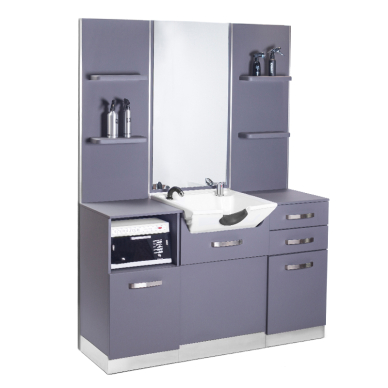 Hairdressing console with mirror and sink Gabbiano B085B Grey 1