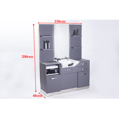 Frizieru konsole ar spoguli un izlietni Gabbiano B085B Grey 2