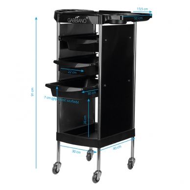 Hairdressing trolley GABBIANO HAIRDRESSER HELPER 5 BLACK 3