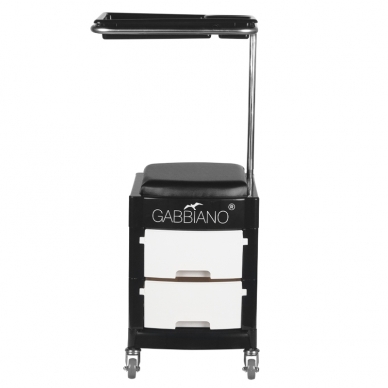 Косметологическая тележка - подставка для ног для педикюра HELPER PLUS PEDICURE STOOL 2 BLACK/WHITE 1