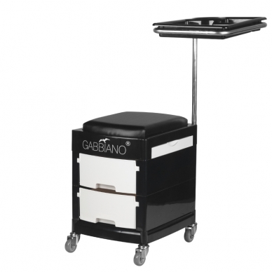 Kosmetologivaunu - jalkatuki pedikyyriä varten HELPER PLUS PEDICURE STOOL 2 BLACK/WHITE 2