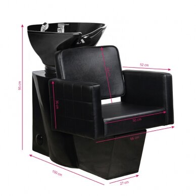 Hairdressing salon sink GABBIANO PROFESSIONAL HAIRWASHER CHAIR ANKARA BLACK BASE BLACK SEAT 1