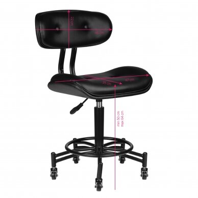 Kosmetologinė meistro kėdutė GABBIANO HAIRDRESSER STOOL FLORENCE BLACK 4