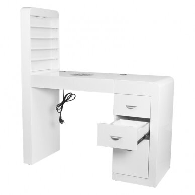 Manikiūro stalas su dulkių surinkėju COSMETIC DESK LEFT SHELF WHITE 1