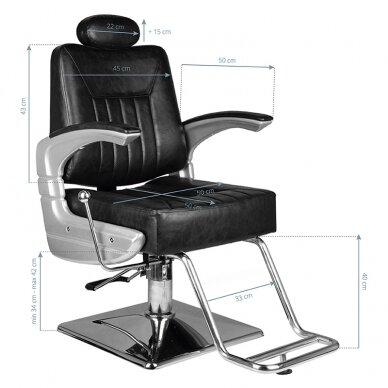 Parturintuoli Professional Barber Chair Hair System SM182 Black 6