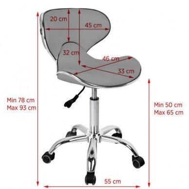 Kosmetologinė meistro kėdutė Gabbiano Q-4599 Grey 1