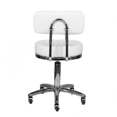 Kosmetologinė meistro kėdutė STOOL BEAUTY BACKREST AM-877 WHITE 2