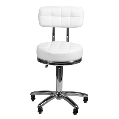 Kosmetologinė meistro kėdutė STOOL BEAUTY BACKREST AM-877 WHITE 1