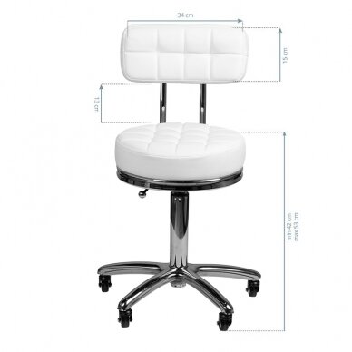 Kosmetologinė meistro kėdutė STOOL BEAUTY BACKREST AM-877 WHITE 4