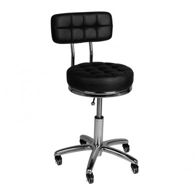 Kosmetologinė meistro kėdutė STOOL BEAUTY BACKREST AM-877 BLACK