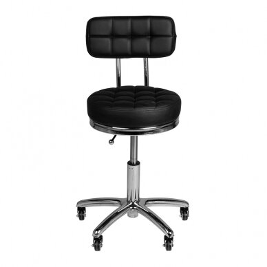 Kosmetoloģijas taburete STOOL BEAUTY BACKREST AM-877 BLACK 1