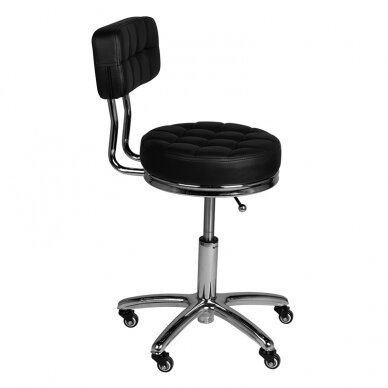 Kosmetologinė meistro kėdutė STOOL BEAUTY BACKREST AM-877 BLACK 2