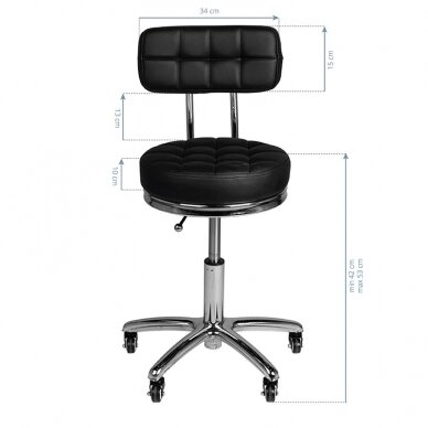 Kosmetologinė meistro kėdutė STOOL BEAUTY BACKREST AM-877 BLACK 4