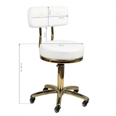 Kosmetologinė meistro kėdutė STOOL BEAUTY BACKREST AM-961 GOLD BLACK 4