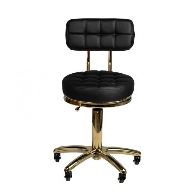 Kosmetologinė meistro kėdutė STOOL BEAUTY BACKREST AM-961 GOLD BLACK 1