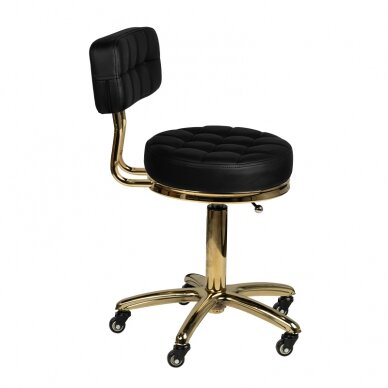 Kosmetologinė meistro kėdutė STOOL BEAUTY BACKREST AM-961 GOLD BLACK 2