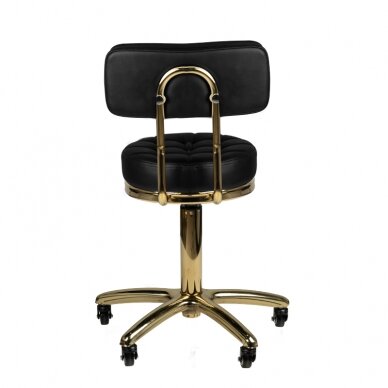 Kosmetologinė meistro kėdutė STOOL BEAUTY BACKREST AM-961 GOLD BLACK 3