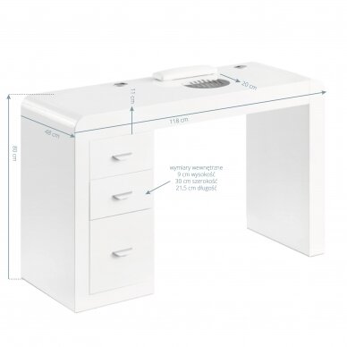 Manikyyripöytä pölynkerääjällä IDEAL COSMETIC DESK WHITE 3