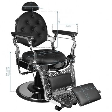 GABBIANO FOTEL BARBERSKI GIULIO SILVER CZARNY 5