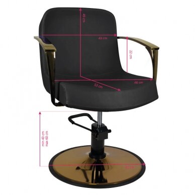 Kirpyklos kėdė GABBIANO PROFESSIONAL HAIRDRESSING CHAIR BOLONIA GOLD BLACK 4