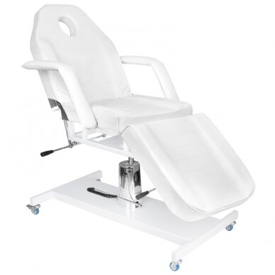 Cosmetology chair HYDRAULIC BASIC WHITE ON WHEELS 2