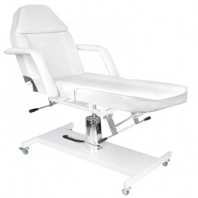 Cosmetology chair HYDRAULIC BASIC WHITE ON WHEELS 3