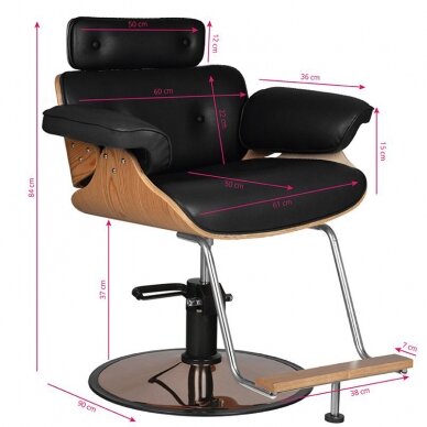 Frizieru krēsls HAIRDRESSING CHAIR FLORENCE BELLA ADJUSTABLE BACK BLACK 11