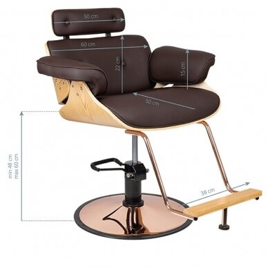 Kirpyklos kėdė HAIRDRESSING CHAIR FLORENCE BELLA BROWN 4