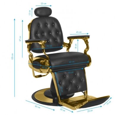 Kirpyklos kėdė Barber Chair Gabbiano Francesco Gold Black 4