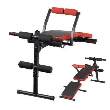 Daudzfunkcionāls vingrošanas sols EXERCISE BENCH BLACK RED