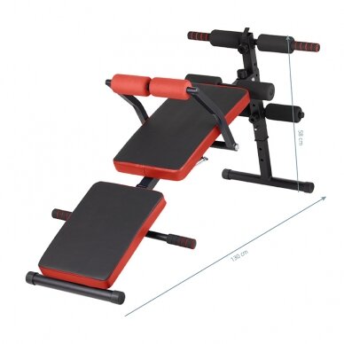 Multifunkcinis atsilenkimų suoliukas EXERCISE BENCH BLACK RED 6